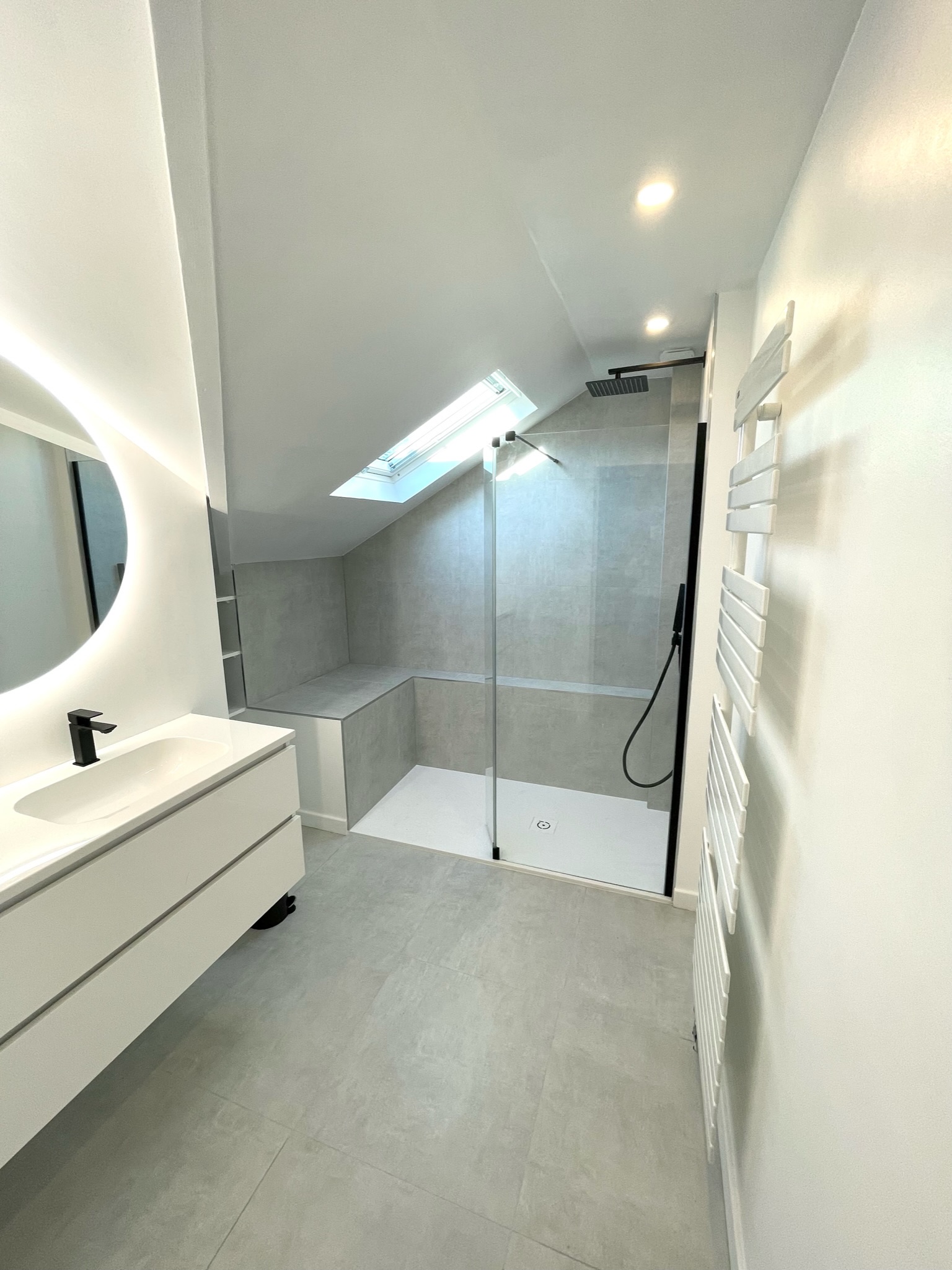 salle de bains Linselles meuble simple vasque mitigeur douche italienne - métropole Lille Nord